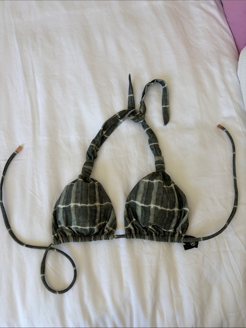 Vix Paula Hermanny Olive Green Bikini Top M Gold accent